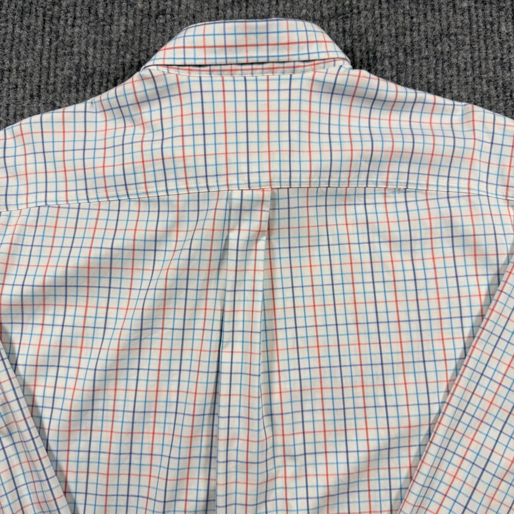 Johnnie-O Prep-Formance Shirt Mens XL White Blue Orange Plaid Button Down - Picture 9 of 12